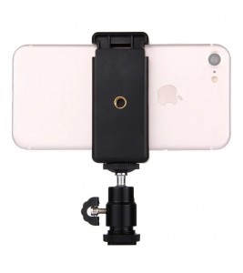 PULUZ PU214 1/4 inch Hot Shoe Tripod Head + Tripod Stand Clamp for Smartphones, Clamp Width: 6-7.6cm