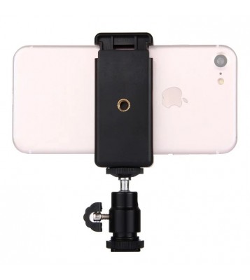 PULUZ PU214 1/4 inch Hot Shoe Tripod Head + Tripod Stand Clamp for Smartphones, Clamp Width: 6-7.6cm