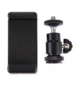 PULUZ PU214 1/4 inch Hot Shoe Tripod Head + Tripod Stand Clamp for Smartphones, Clamp Width: 6-7.6cm