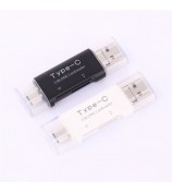 3 in 1 Type C + USB + Micro USB TF/Micro SD & SD Card Reader - White
