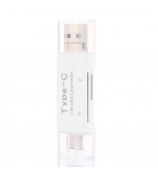 3 in 1 Type C + USB + Micro USB TF/Micro SD & SD Card Reader - White