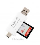 3 in 1 Type C + USB + Micro USB TF/Micro SD & SD Card Reader - White