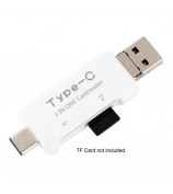 3 in 1 Type C + USB + Micro USB TF/Micro SD & SD Card Reader - White
