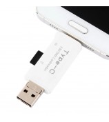 3 in 1 Type C + USB + Micro USB TF/Micro SD & SD Card Reader - White