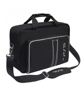 Carrying Case for Sony PS5 Travel Storage Bag for Game Cards Protective Shoulder Bag for Controllers HD/USB Cable Accessories Bag - Black / White