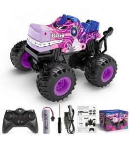 KY-S208A 1 / 20 Remote Control Car Cartoon Kids Stunt Car Toy with Light and Music - Purple