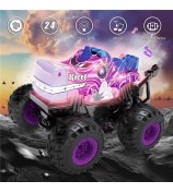 KY-S208A 1 / 20 Remote Control Car Cartoon Kids Stunt Car Toy with Light and Music - Purple