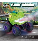 KY-S203A Cracked Pattern 1 / 20 Remote Control Toy Car Light Music Mist Spray Function Dinosaur Head Stunt Car - Green