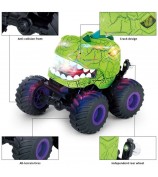 KY-S203A Cracked Pattern 1 / 20 Remote Control Toy Car Light Music Mist Spray Function Dinosaur Head Stunt Car - Green