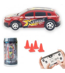 QT666 Mini 1:64 Drink Can Design RC Car with Remote Controller Road Blocks Drift Racing Car Toy Children Boys Gift - Red