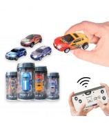 QT666 Mini 1:64 Drink Can Design RC Car with Remote Controller Road Blocks Drift Racing Car Toy Children Boys Gift - Red