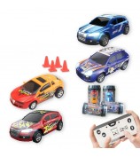 QT666 Mini 1:64 Drink Can Design RC Car with Remote Controller Road Blocks Drift Racing Car Toy Children Boys Gift - Red