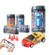 QT666 Mini 1:64 Drink Can Design RC Car with Remote Controller Road Blocks Drift Racing Car Toy Children Boys Gift - Red