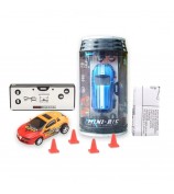 QT666 Mini 1:64 Drink Can Design RC Car with Remote Controller Road Blocks Drift Racing Car Toy Children Boys Gift - Red