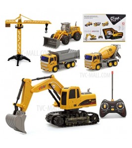 666-31 5-Pieces Construction Truck Toys with Crane + Electric RC Cars Engineering Vehicle Sets