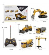 666-31 5-Pieces Construction Truck Toys with Crane + Electric RC Cars Engineering Vehicle Sets