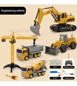 666-31 5-Pieces Construction Truck Toys with Crane + Electric RC Cars Engineering Vehicle Sets