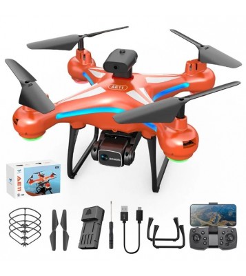 AE11 Dual Camera HD RC Drone Aerial Photography Quadcopter Remote Control Aircraft with Light, Headless Mode - Orange