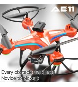 AE11 Dual Camera HD RC Drone Aerial Photography Quadcopter Remote Control Aircraft with Light, Headless Mode - Orange