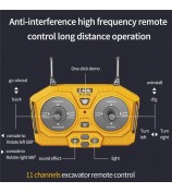BC1043 11-Channel 2.4G RC Excavator 1 / 20 Scale Remote Control Excavator Metal Construction Vehicle Tractor Toys for Boys and Girls - Yellow / Grey