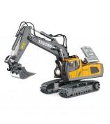 BC1043 11-Channel 2.4G RC Excavator 1 / 20 Scale Remote Control Excavator Metal Construction Vehicle Tractor Toys for Boys and Girls - Yellow / Grey