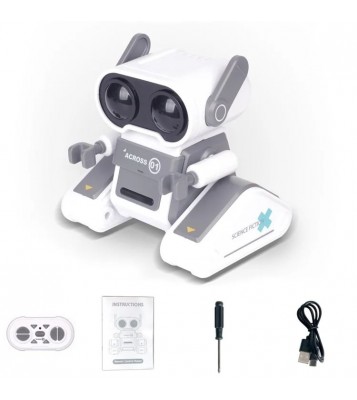 JYX01 2.4G Remote Control Driving Robot Smart RC Robot Kids Toy with Music and Light - Grey+White