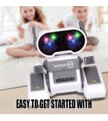 JYX01 2.4G Remote Control Driving Robot Smart RC Robot Kids Toy with Music and Light - Grey+White