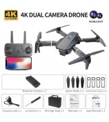 XKJ E88pro E525PRO Folding Drone 4K HD Dual Cameras Remote Control WiFi Transmission Video FPV Drones RC Quadcopters - Black