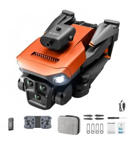 XKJ K6 MAX 3-Camera Obstacle Avoidance Drone HD Aerial Photography Folding Quadcopter RC Aircraft with Single Battery - Orange