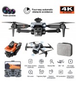 XKJ K6 MAX 3-Camera Obstacle Avoidance Drone HD Aerial Photography Folding Quadcopter RC Aircraft with Single Battery - Orange