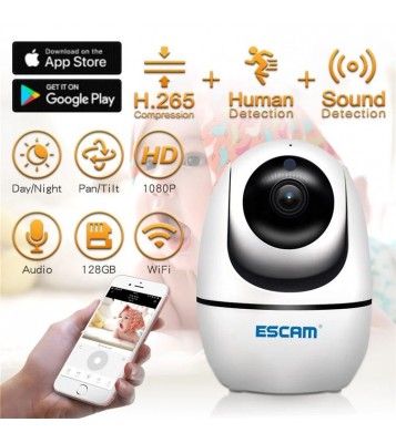 ESCAM PVR008 HD Safety H.265 1080P Pan/Tilt WiFi IR IP Camera Support ONVIF Two Way Talk Night Vision - AU Plug