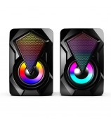 2Pcs X2 Gaming Computer Speaker, USB Stereo Wired Multimedia Loudspeaker, RGB Backlit 3.5mm Jack for PC Laptop Projector TV - Black