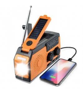 HY-068 Multifunctional Hand Crank AM/FM Radio Solar Light SOS Emergency Flashlight Weather Scan Phone Charger - AM/FM/NOAA US Version