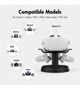 AMVR VR Headset Stand for Pico 4 Oculus Quest 2 / Quest 3 Display Holder Mount Station Gaming Controller Hanger Space Saving