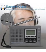 FM/AM/SW Radio Multiband Digital Stereo Radio Receiver with Earphone Output Time Display Alarm Clock Function