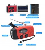 Hand-Cranked Solar Portable AM / FM Radio Flashlight NOAA Weather Forecast Radio with Power Bank Function