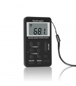 HanRongDa HRD-103 Portable AM FM Digital Radio Rechargeable LCD Screen 2 Band Stereo Receiver Pocket Radio with Earphone and Lanyard - Black