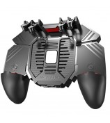 AK77 Mobile Game Controller PUBG Game Controller Gamepad with 6 Finger Gaming Trigger and Cooling Fan - Black/USB Cable Charging