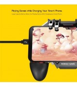 AK77 Mobile Game Controller PUBG Game Controller Gamepad with 6 Finger Gaming Trigger and Cooling Fan - Black/USB Cable Charging