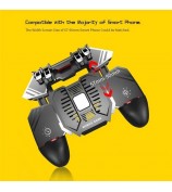 AK77 Mobile Game Controller PUBG Game Controller Gamepad with 6 Finger Gaming Trigger and Cooling Fan - Black/USB Cable Charging