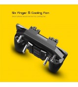 AK77 Mobile Game Controller PUBG Game Controller Gamepad with 6 Finger Gaming Trigger and Cooling Fan - Black/USB Cable Charging