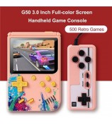 G50 Handheld Game Console with 500 Classical Retro Games 3.0 Inch Full-color Screen Rechargeable Battery Game Player - Blue