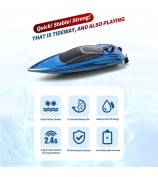 2.4GHz Mini RC Boat Remote Control Boat Waterproof RC Toy Kids Gift - Blue