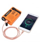 HANRONGDA Outdoor Emergency Radio Light Portable AM FM SW Radio with LED Flashlight 2000mAh Battery SOS Alarm Solar Powered Hand Crank Radio - Orange