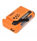 HANRONGDA Outdoor Emergency Radio Light Portable AM FM SW Radio with LED Flashlight 2000mAh Battery SOS Alarm Solar Powered Hand Crank Radio - Orange