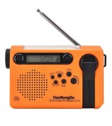 HANRONGDA Outdoor Emergency Radio Light Portable AM FM SW Radio with LED Flashlight 2000mAh Battery SOS Alarm Solar Powered Hand Crank Radio - Orange