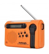 HANRONGDA Outdoor Emergency Radio Light Portable AM FM SW Radio with LED Flashlight 2000mAh Battery SOS Alarm Solar Powered Hand Crank Radio - Orange