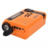 HANRONGDA Outdoor Emergency Radio Light Portable AM FM SW Radio with LED Flashlight 2000mAh Battery SOS Alarm Solar Powered Hand Crank Radio - Orange